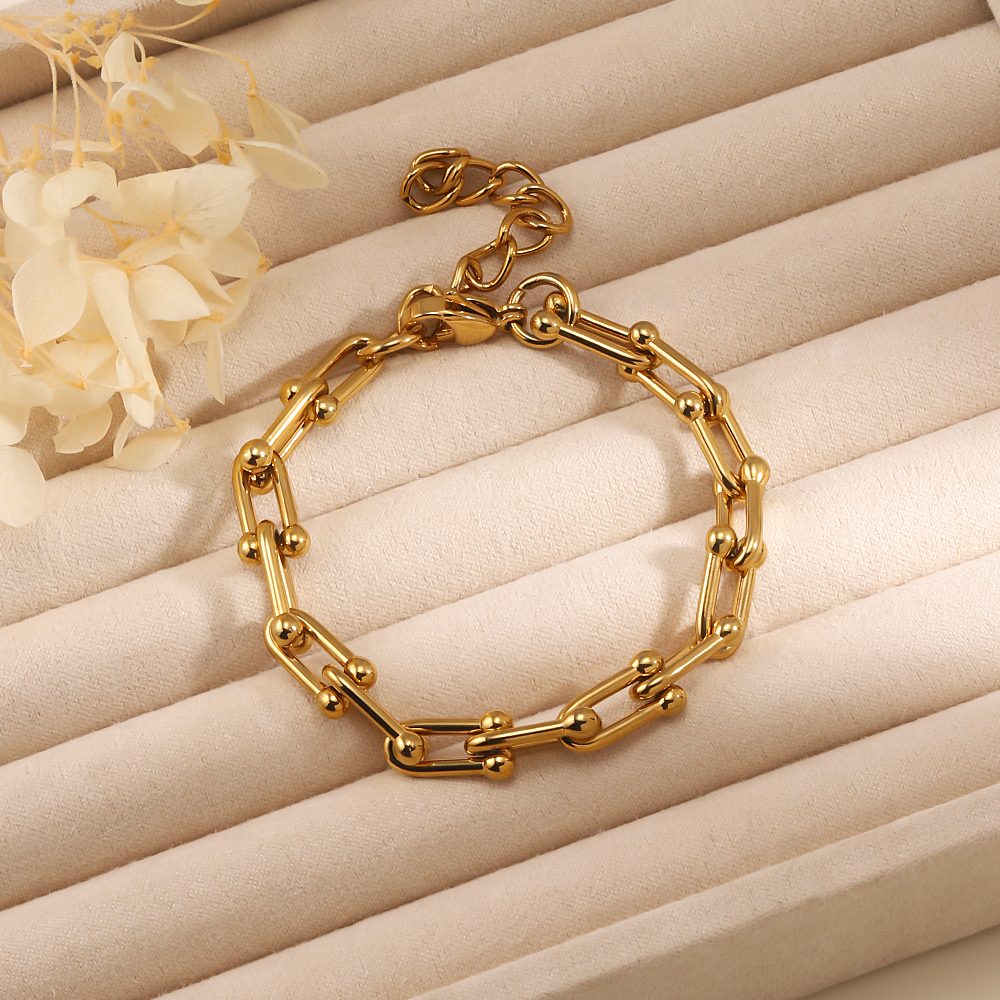 Basic Modern Style Classic Style Geometric Solid Color 201 Stainless Steel 18K Gold Plated Bracelets In Bulk display picture 3