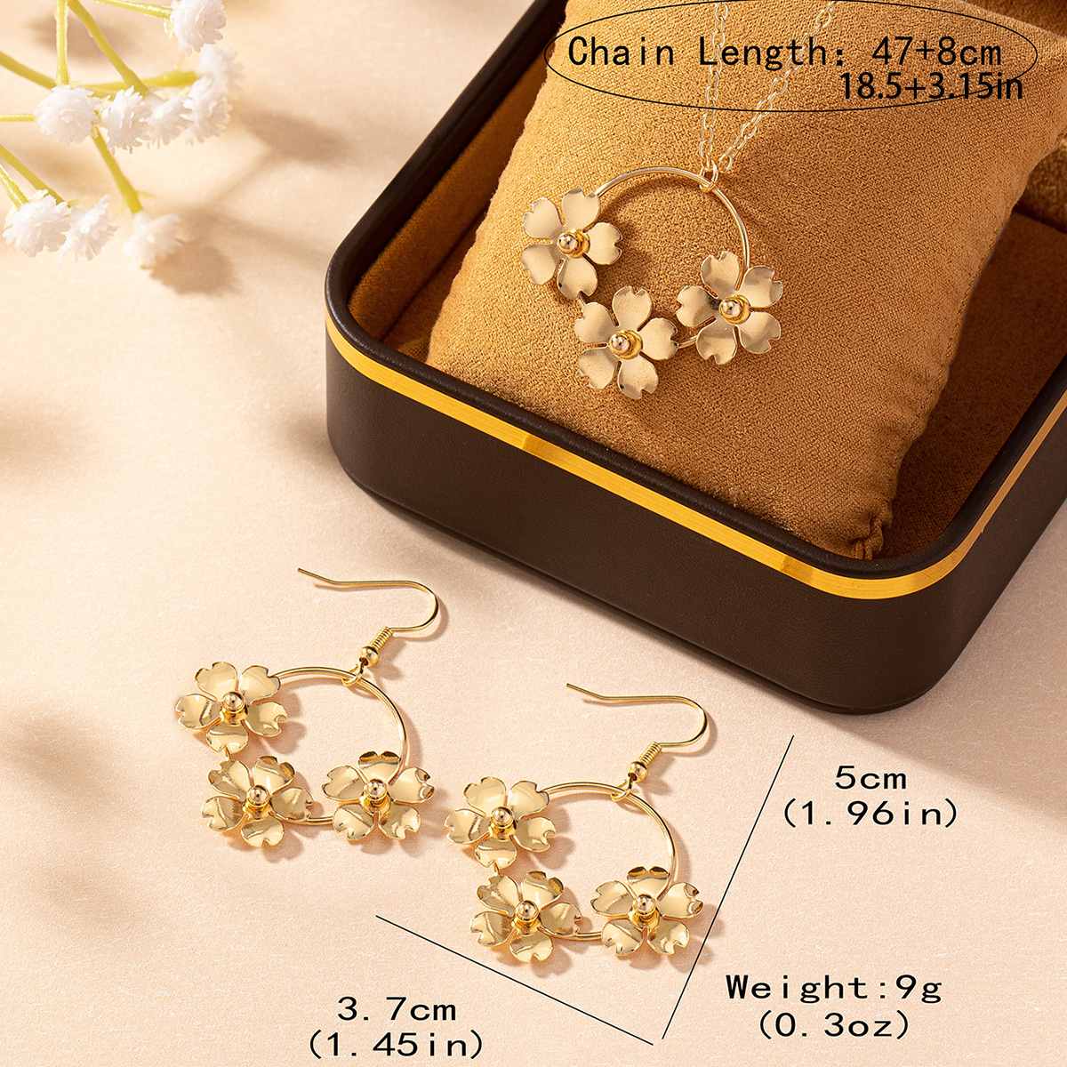 Elegant Lady Streetwear Flower Iron Wholesale Earrings Necklace Jewelry Set display picture 1