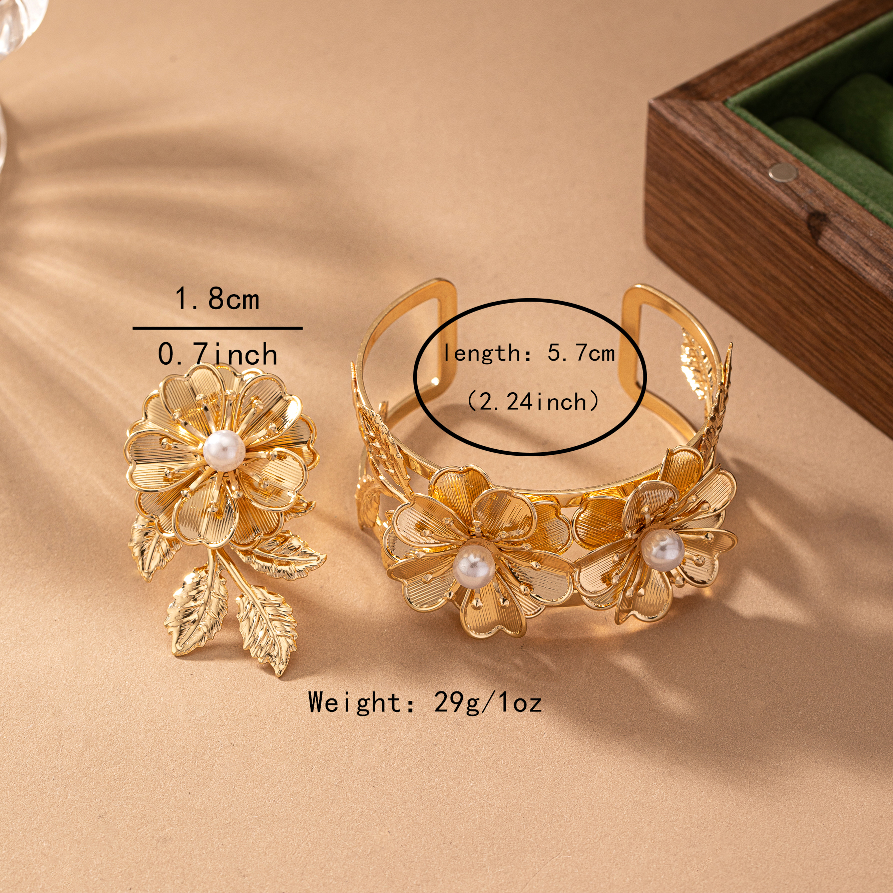 Romantic Classic Style Commute Flower Petal Floral 14K Gold Plated Alloy Wholesale Jewelry Set display picture 5