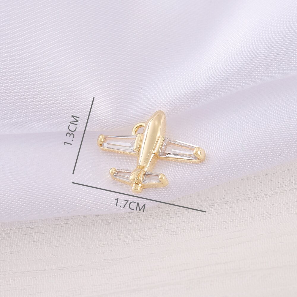 1 Piece 13 * 17mm Copper Zircon 18K Gold Plated Airplane Polished Pendant display picture 2