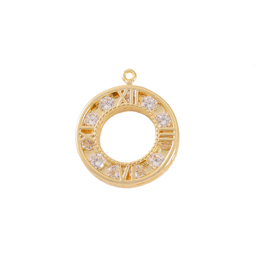 1 Piece 17 * 20mm Copper Zircon 18K Gold Plated Round Number Polished Pendant display picture 6