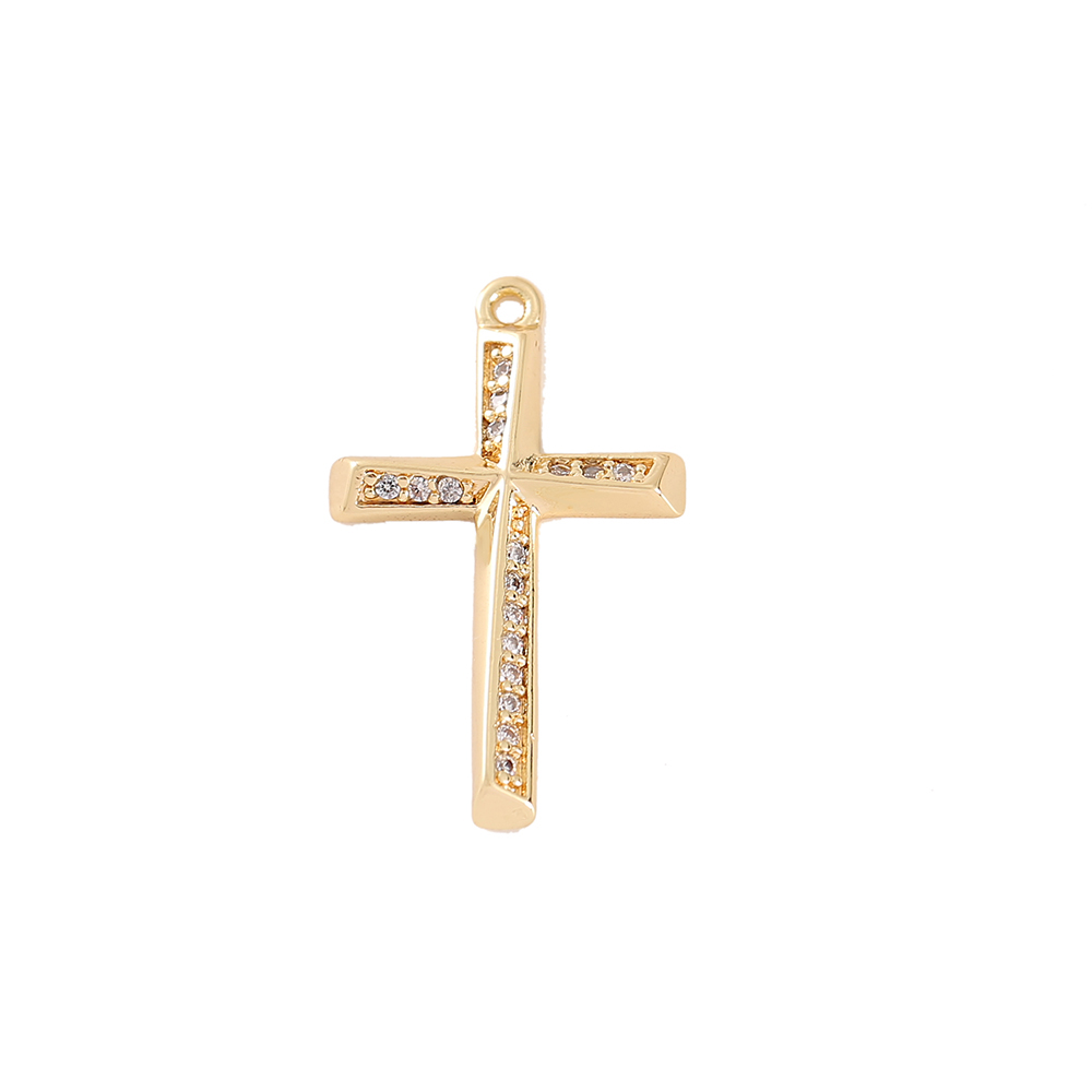 1 Piece 13 * 21mm Copper Zircon 18K Gold Plated Cross Polished Pendant display picture 6