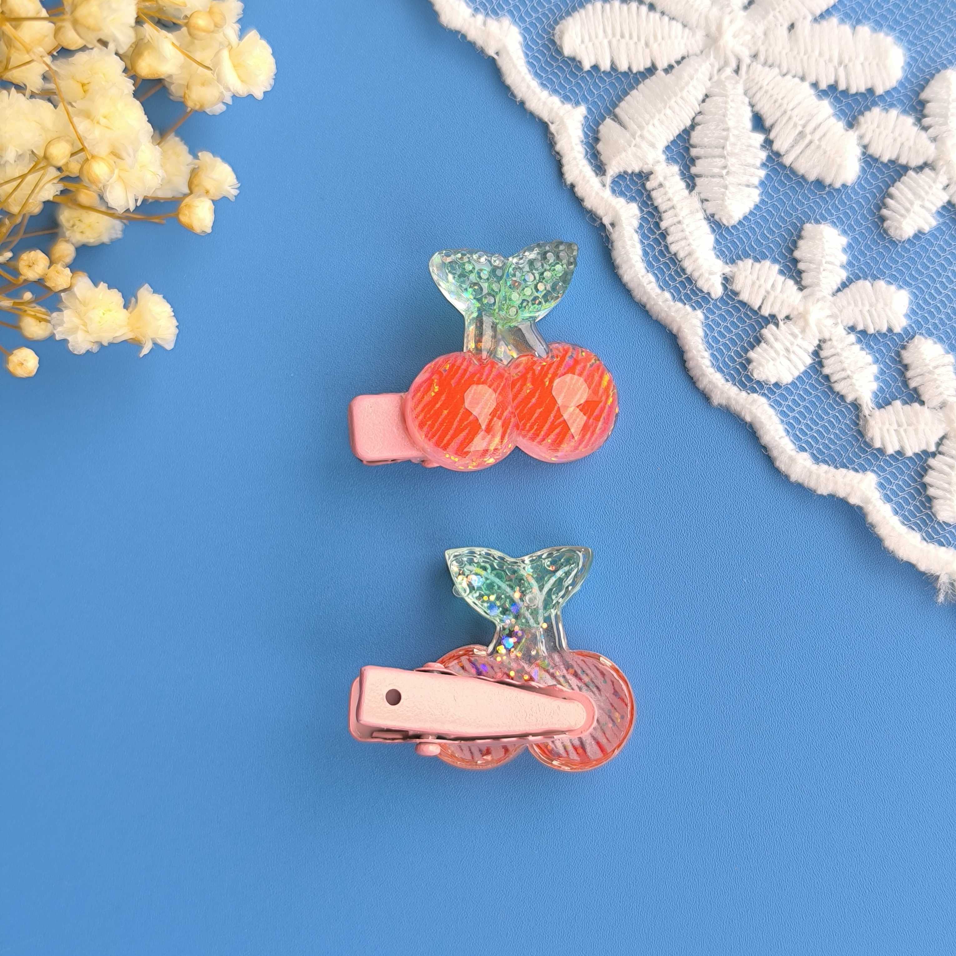 Girl'S Cartoon Style Cute Shiny Fruit Synthetic Resin Fruit Three-dimensional Resin Hair Clip display picture 2