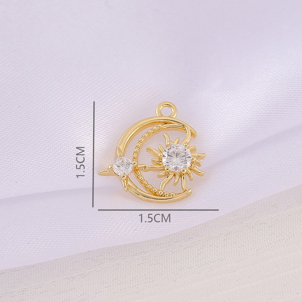 1 Piece 15*15mm Copper Zircon 18K Gold Plated Star Moon Polished Pendant display picture 2