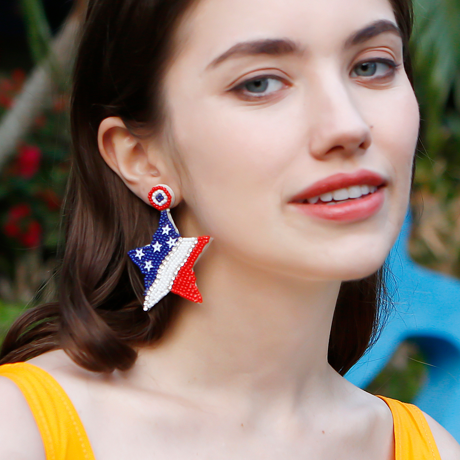 1 Pair Retro Ethnic Style Color Block Beaded Star Glass Drop Earrings display picture 5