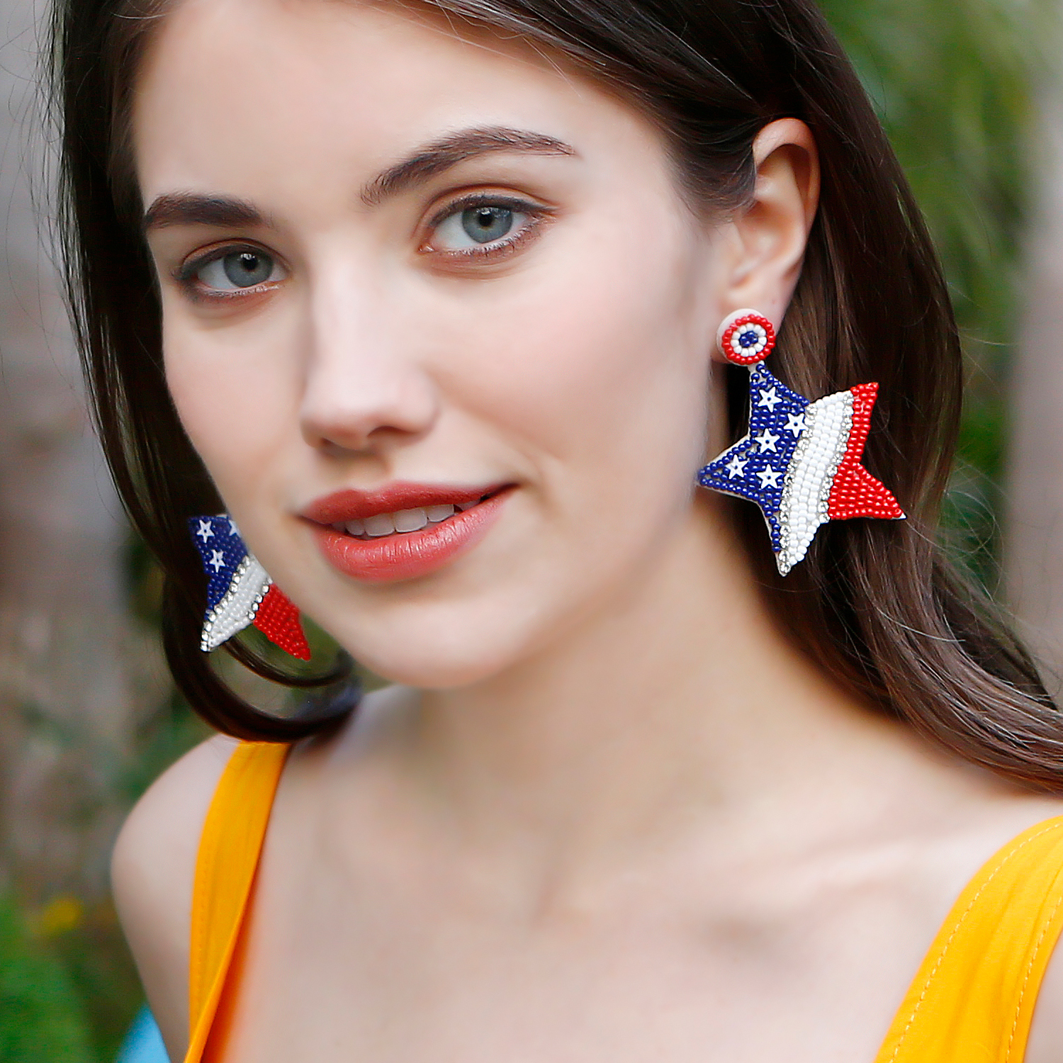 1 Pair Retro Ethnic Style Color Block Beaded Star Glass Drop Earrings display picture 6
