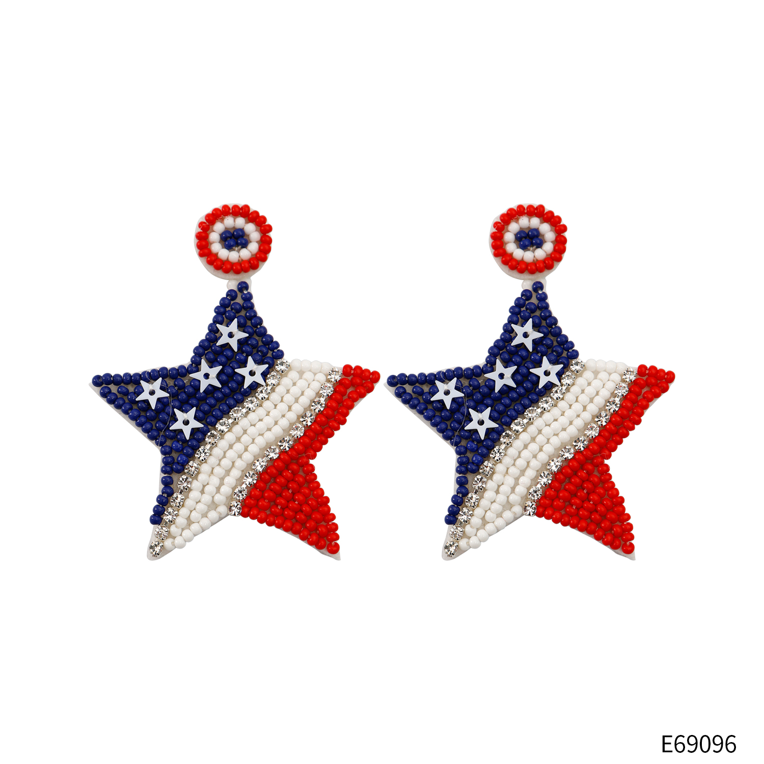 1 Pair Retro Ethnic Style Color Block Beaded Star Glass Drop Earrings display picture 8