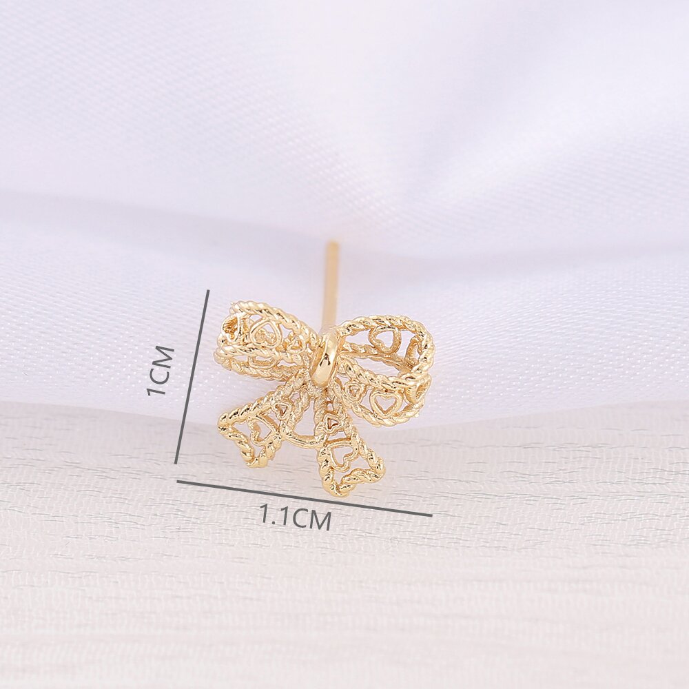 1 Pair 10 * 11mm Copper 18K Gold Plated Bow Knot Polished Earring Findings display picture 2