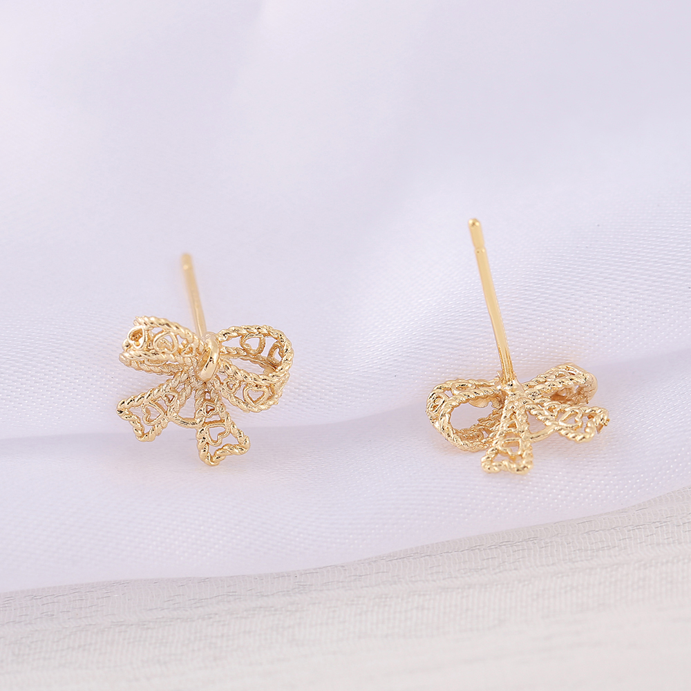 1 Pair 10 * 11mm Copper 18K Gold Plated Bow Knot Polished Earring Findings display picture 4