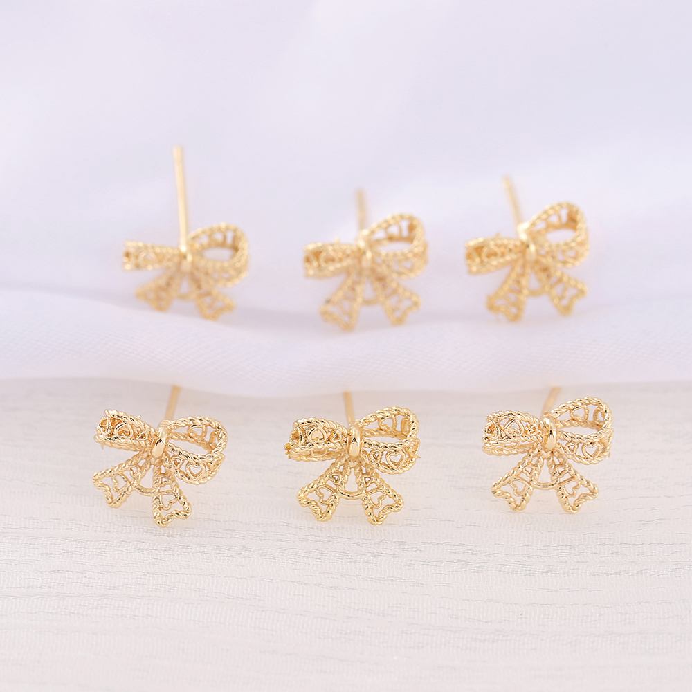 1 Pair 10 * 11mm Copper 18K Gold Plated Bow Knot Polished Earring Findings display picture 1