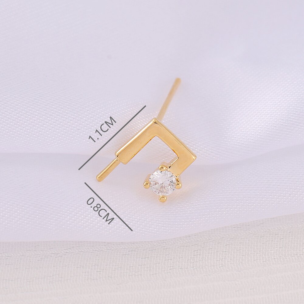 1 Pair 8 * 11mm Copper Zircon 18K Gold Plated Notes Polished Earring Findings display picture 2