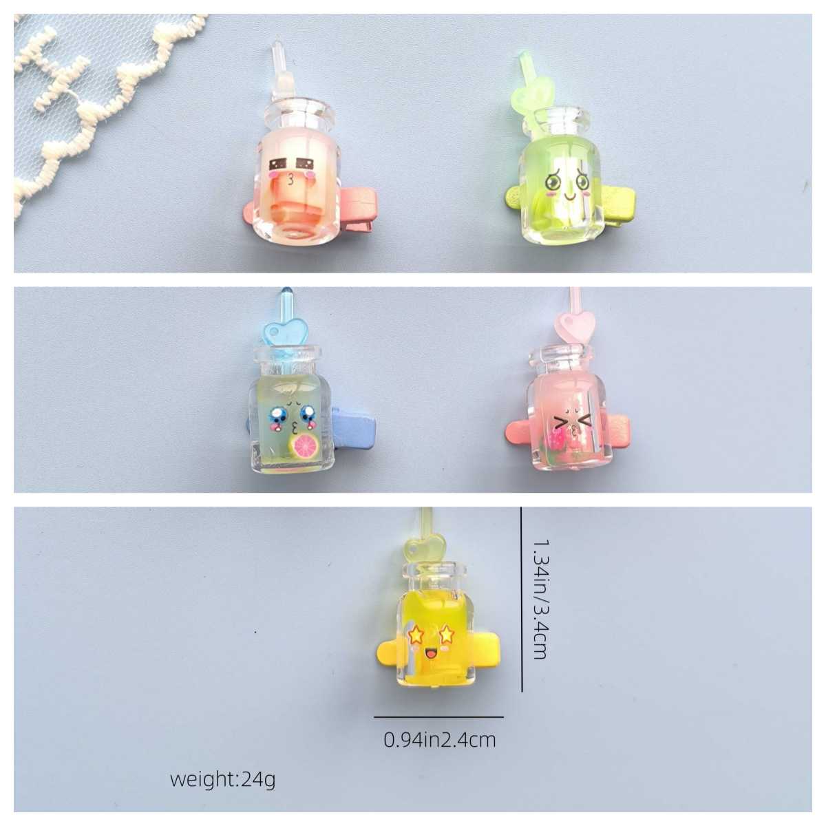 Girl'S Cute Funny Bottle Emoji Face Synthetic Resin Alloy Glass Epoxy Three-dimensional Resin Glass Hair Clip display picture 1