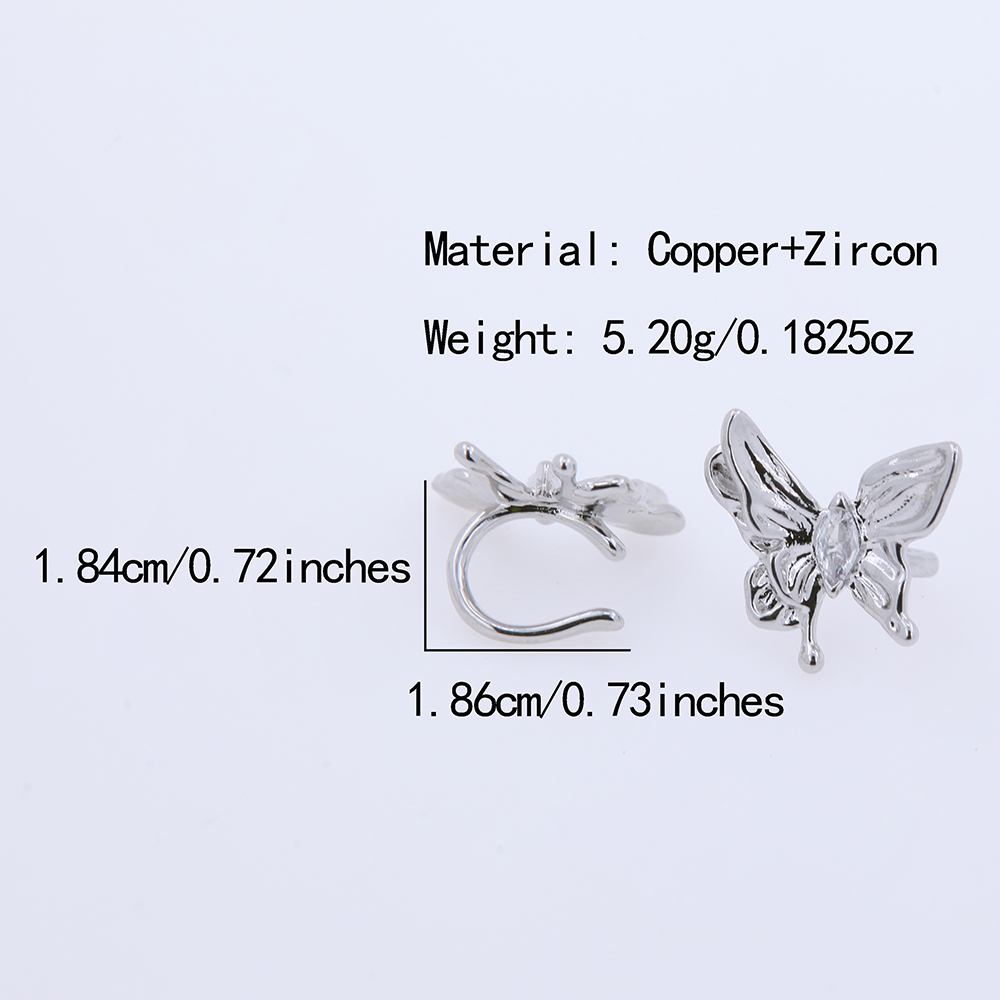 1 Pair 2 Pairs Casual Elegant Sweet Butterfly Plating Inlay Copper Zircon 18K Gold Plated Ear Cuffs display picture 1