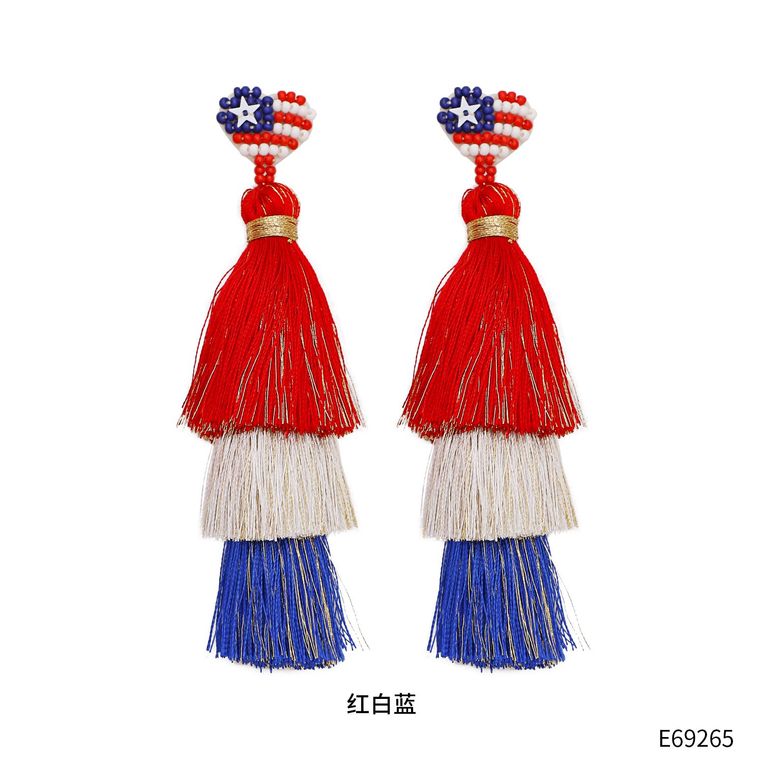 1 Pair Exaggerated Ethnic Style Artistic Color Block Tassel Braid Cotton Drop Earrings display picture 4