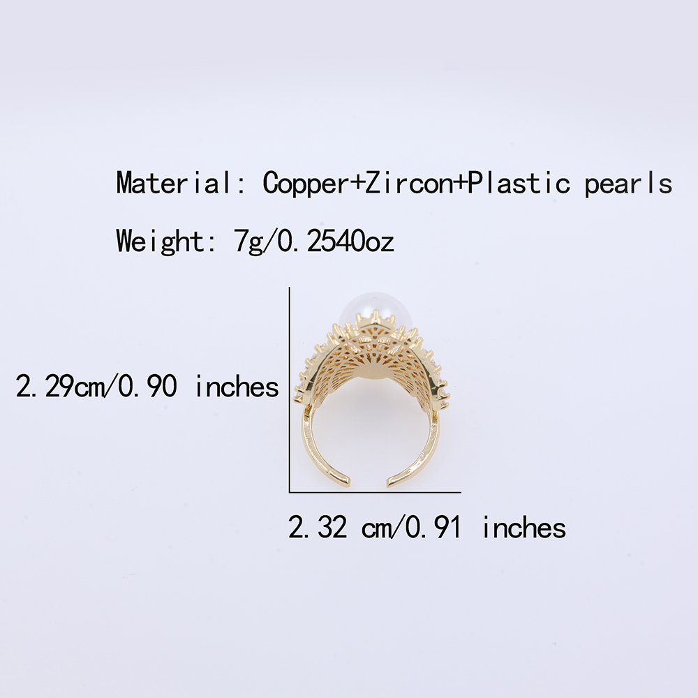 Plastic Copper 18K Gold Plated Luxurious Shiny Plating Inlay Solid Color Zircon Open Rings display picture 1