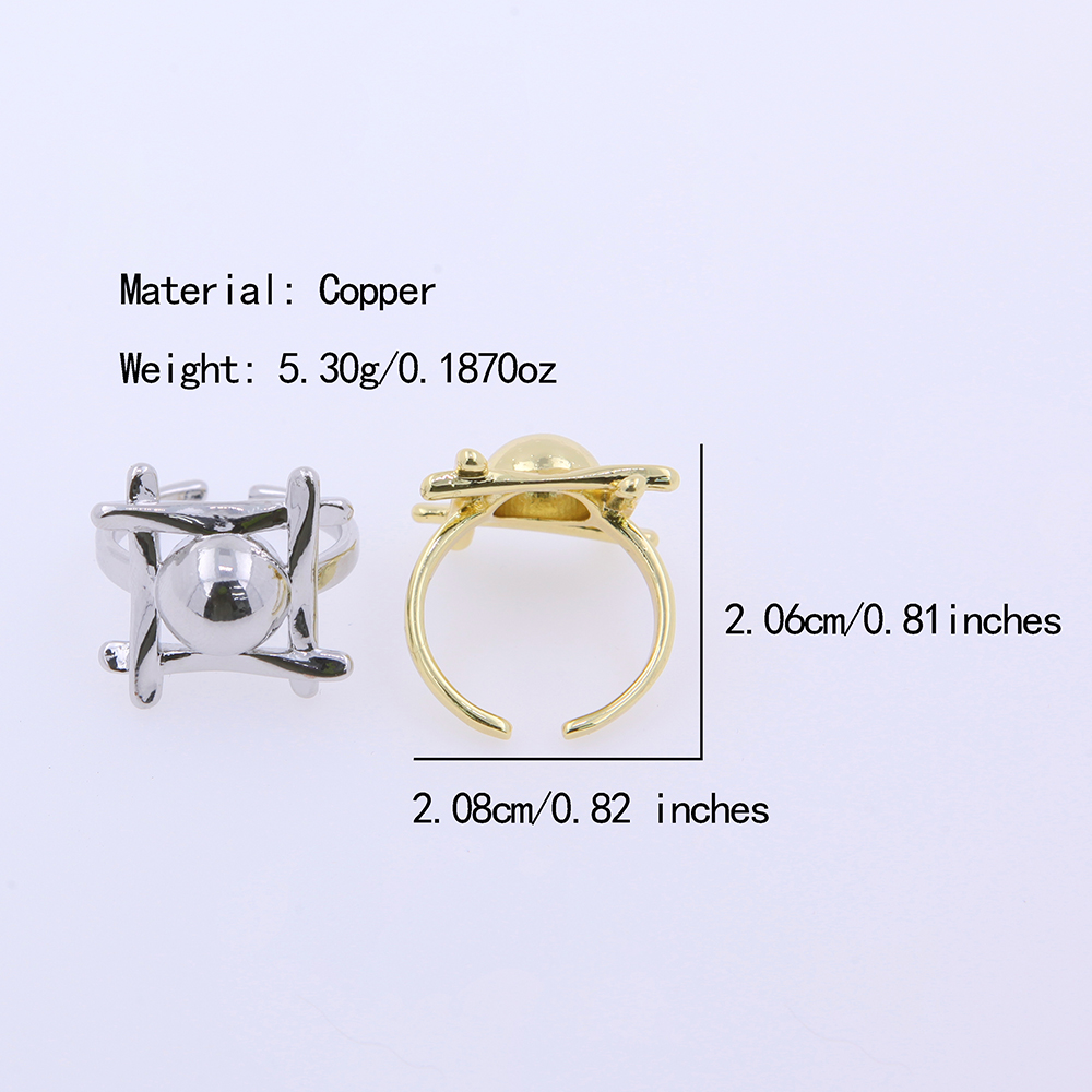 Copper 18K Gold Plated Casual Modern Style Plating Inlay Solid Color Pearl Open Rings display picture 1