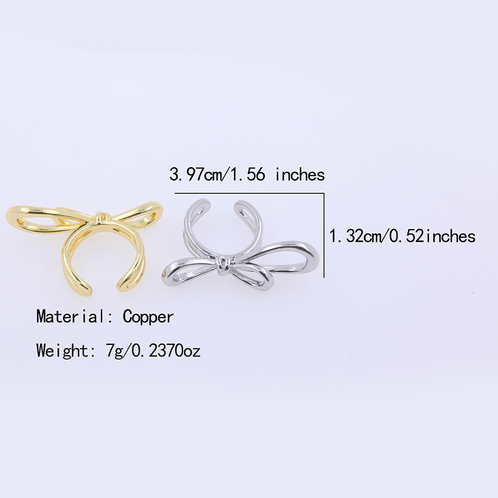 Copper 18K Gold Plated Modern Style Sweet Plating Bow Knot Open Rings display picture 1