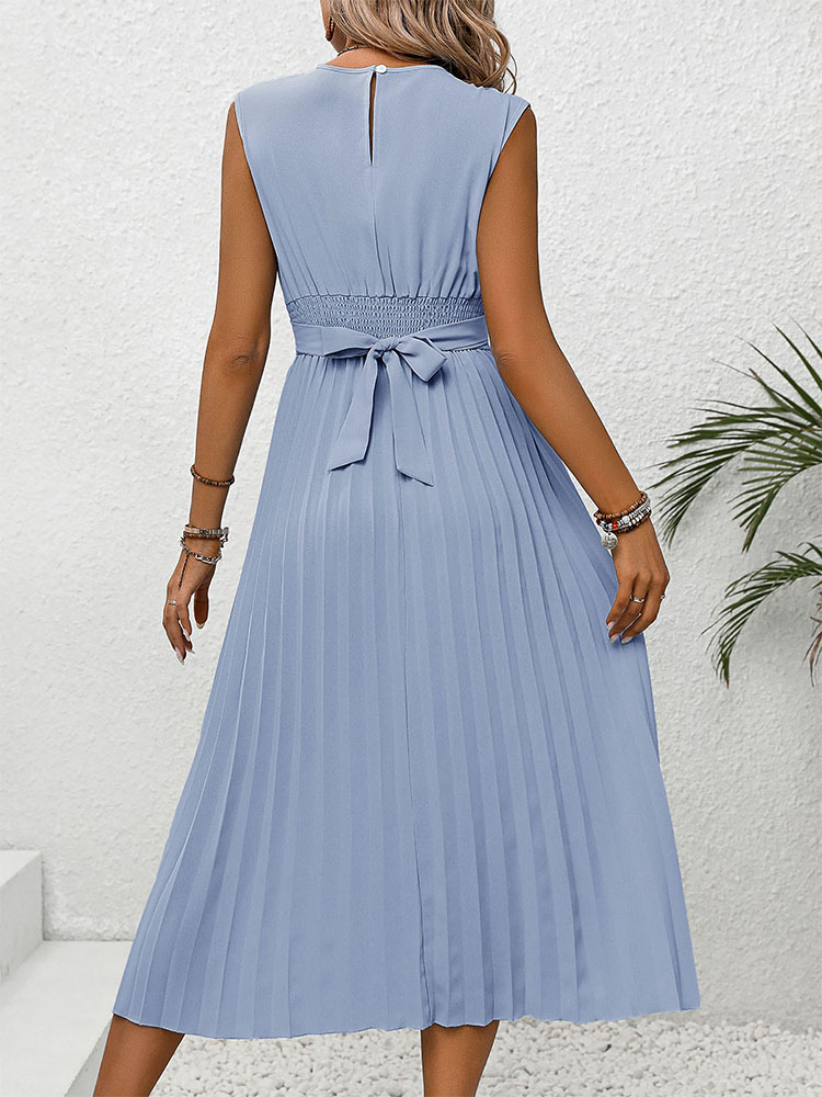 Women's Regular Dress Elegant Round Neck Sleeveless Solid Color Midi Dress Holiday Date display picture 6