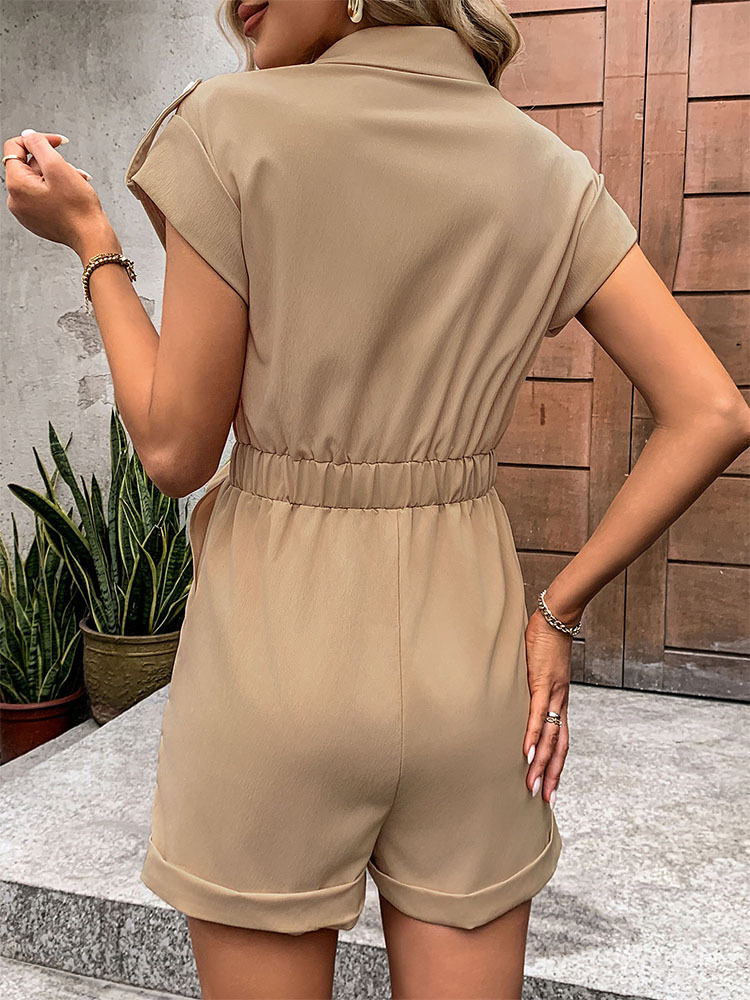 Women's Holiday Daily Simple Style Solid Color Shorts Rompers display picture 7