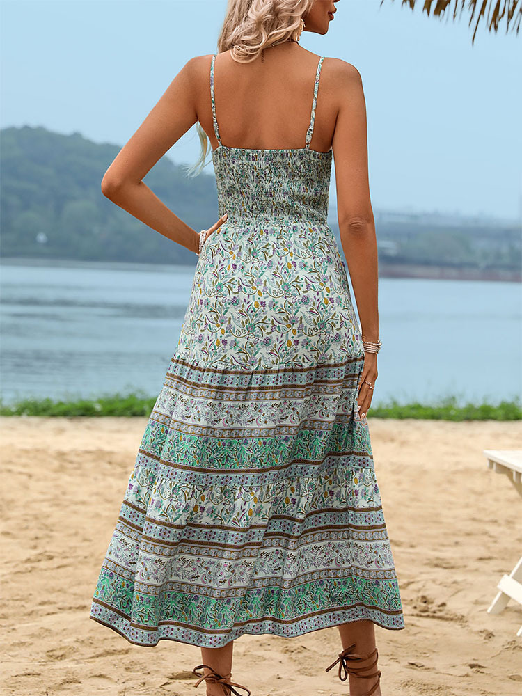 Women's Strap Dress Vacation Strap Printing Sleeveless Printing Maxi Long Dress Holiday Beach display picture 5
