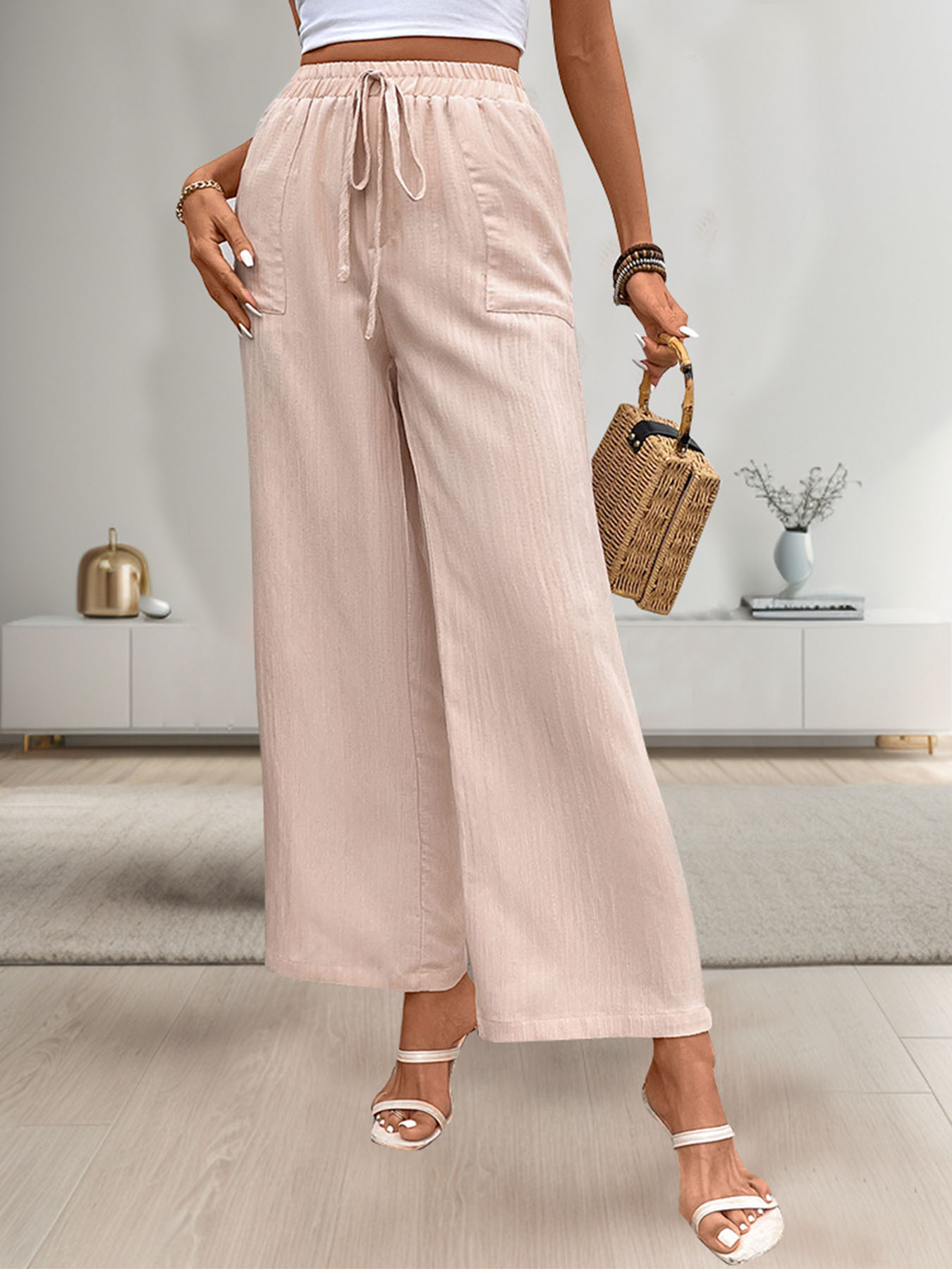 Women's Business Outdoor Daily Simple Style Solid Color Full Length Printing Casual Pants Wide Leg Pants display picture 3