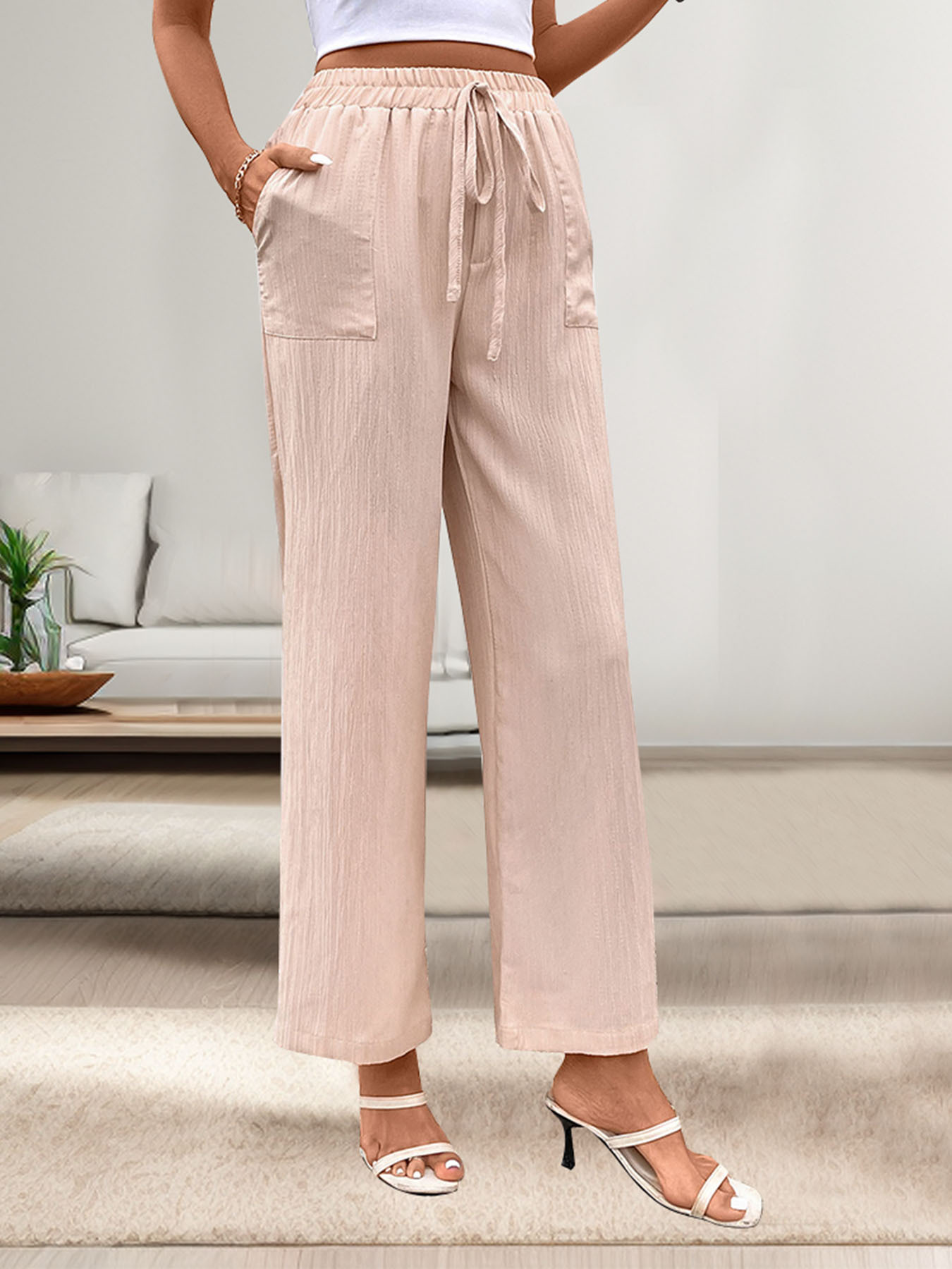 Women's Business Outdoor Daily Simple Style Solid Color Full Length Printing Casual Pants Wide Leg Pants display picture 4