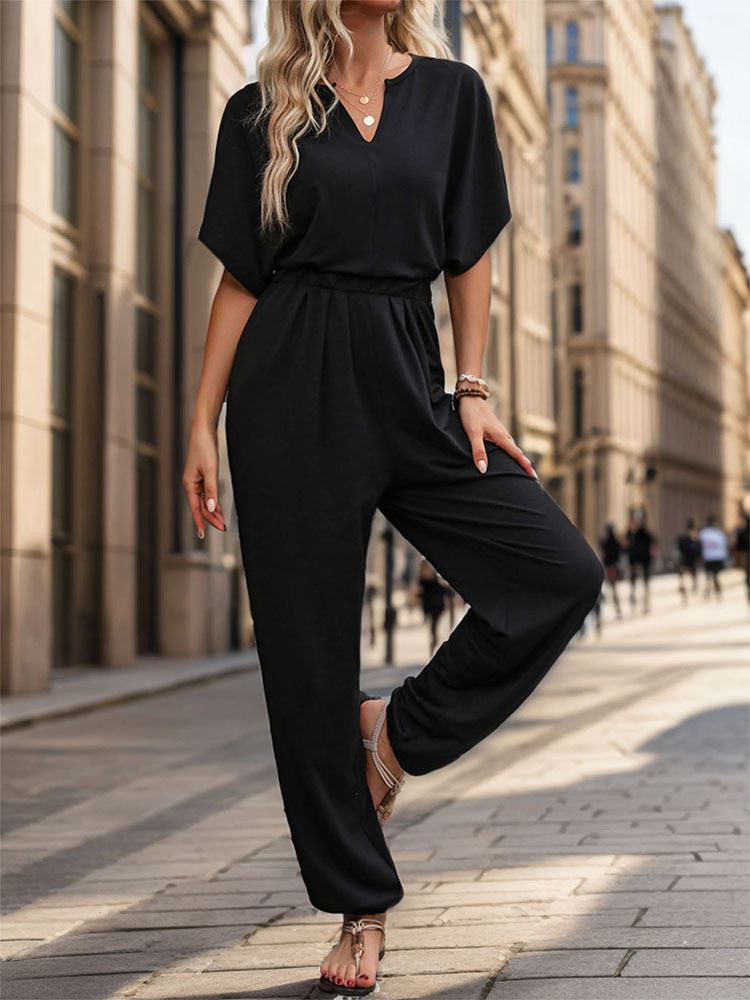 Women's Holiday Daily Date Streetwear Solid Color Full Length Dolman Sleeve Jumpsuits display picture 2