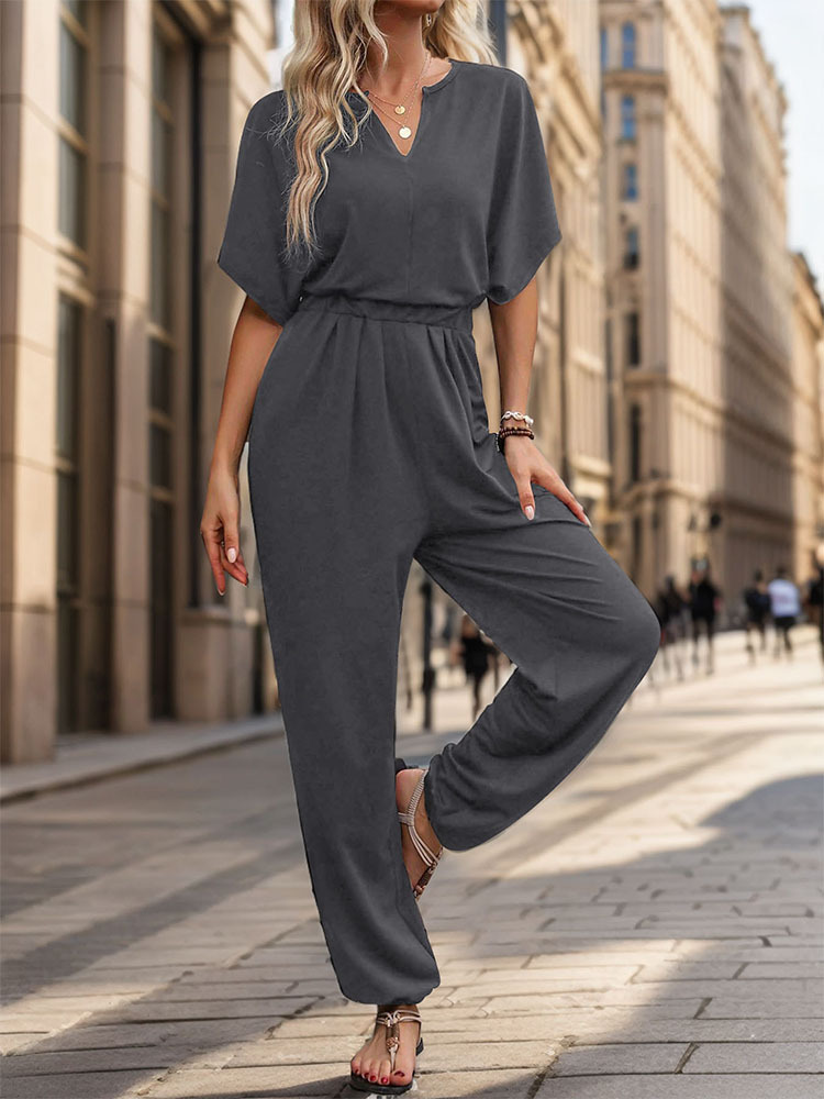Women's Holiday Daily Date Streetwear Solid Color Full Length Dolman Sleeve Jumpsuits display picture 8