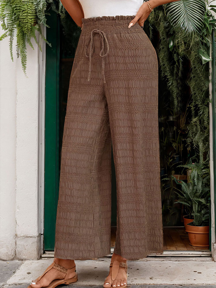Women's Holiday Daily Retro Solid Color Full Length Casual Pants Wide Leg Pants display picture 4