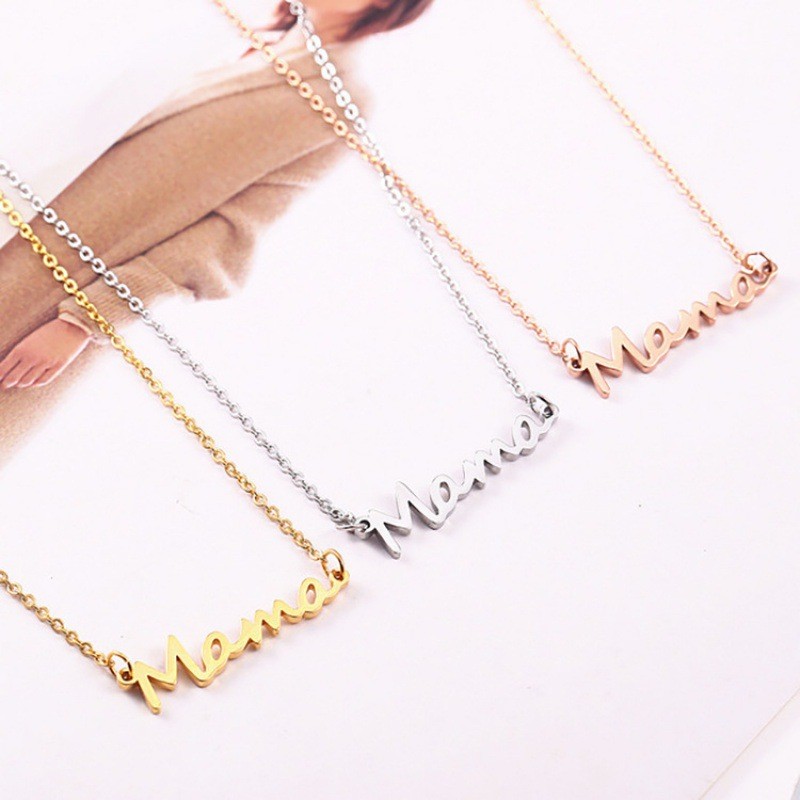 304 Stainless Steel Iron Rose Gold Plated White Gold Plated Gold Plated MAMA Simple Style Polishing Letter Necklace display picture 1