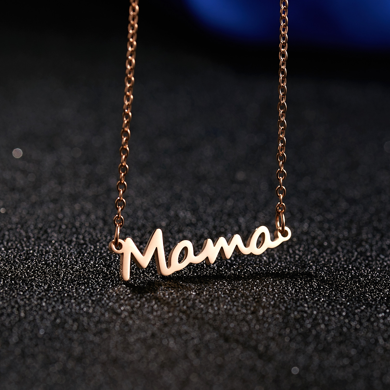 304 Stainless Steel Iron Rose Gold Plated White Gold Plated Gold Plated MAMA Simple Style Polishing Letter Necklace display picture 4