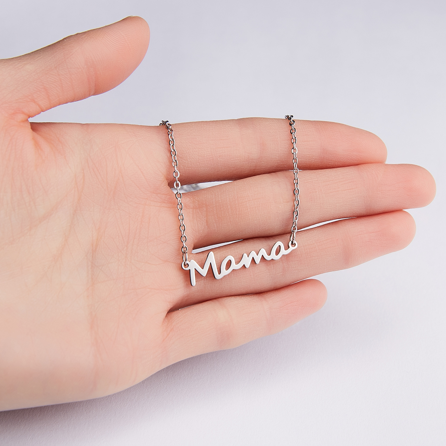 304 Stainless Steel Iron Rose Gold Plated White Gold Plated Gold Plated MAMA Simple Style Polishing Letter Necklace display picture 6