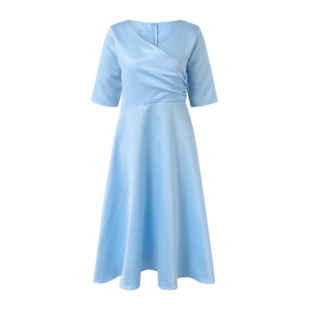 Women's Swing Dress Streetwear V Neck 3/4 Length Sleeve Solid Color Midi Dress Banquet Daily display picture 5