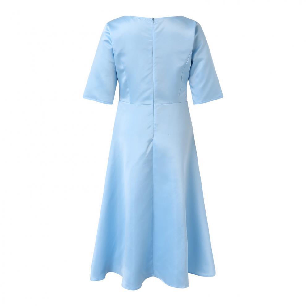 Women's Swing Dress Streetwear V Neck 3/4 Length Sleeve Solid Color Midi Dress Banquet Daily display picture 6