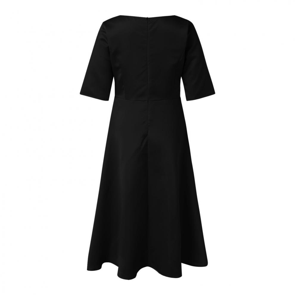 Women's Swing Dress Streetwear V Neck 3/4 Length Sleeve Solid Color Midi Dress Banquet Daily display picture 11