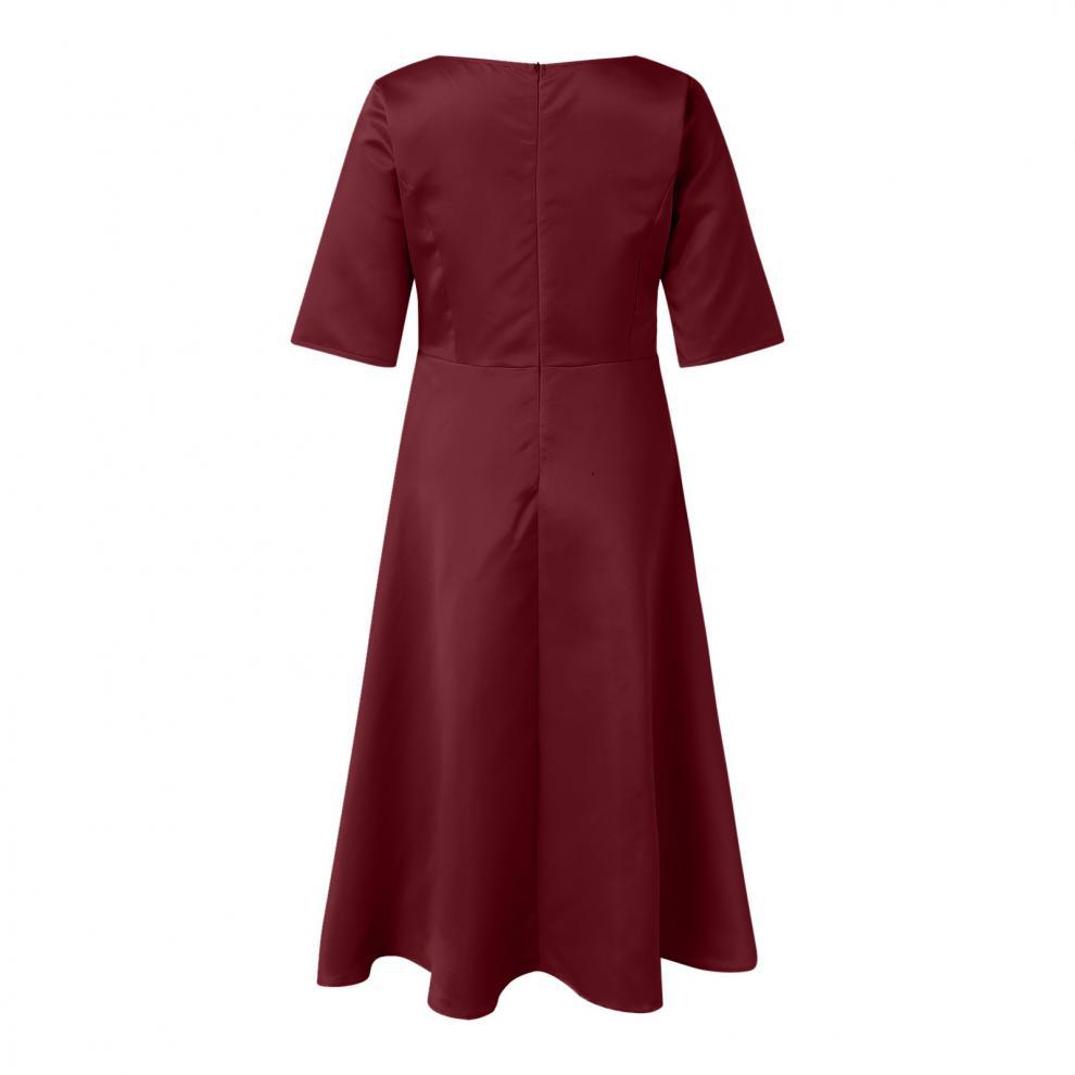 Women's Swing Dress Streetwear V Neck 3/4 Length Sleeve Solid Color Midi Dress Banquet Daily display picture 14