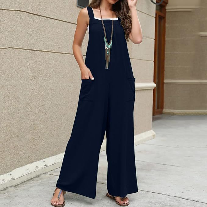Women's Holiday Daily Simple Style Solid Color Full Length Pocket Jumpsuits display picture 17