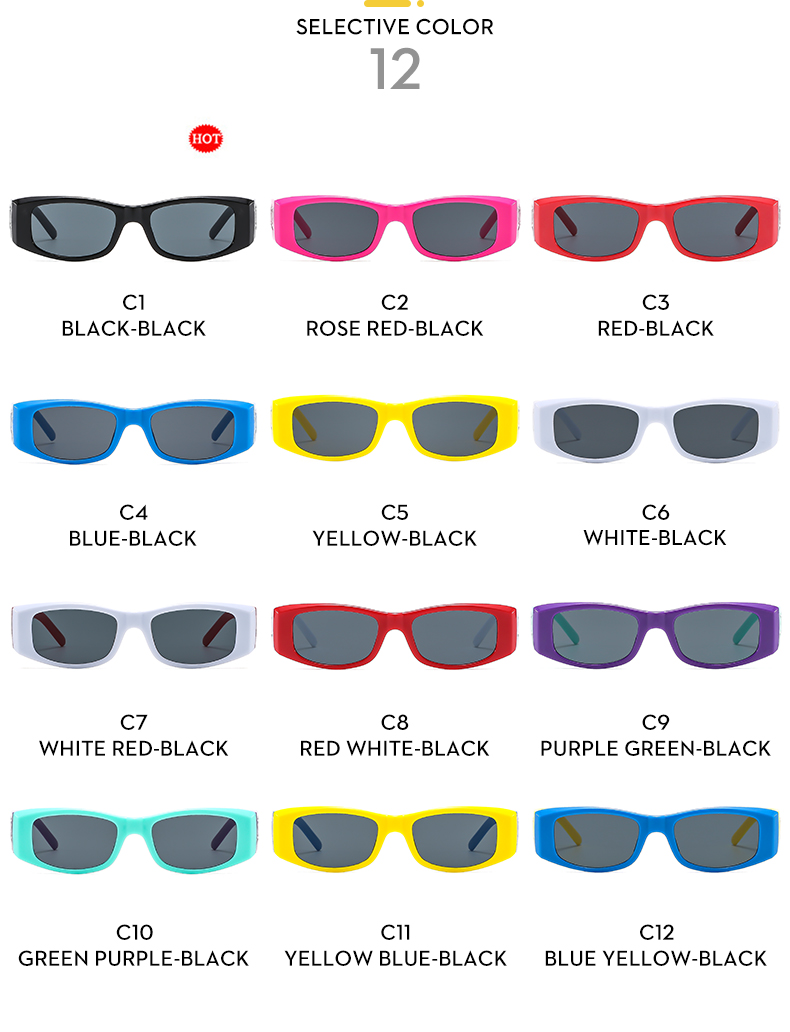 Casual Letter Color Block Ac Square Full Frame Kids Sunglasses display picture 17