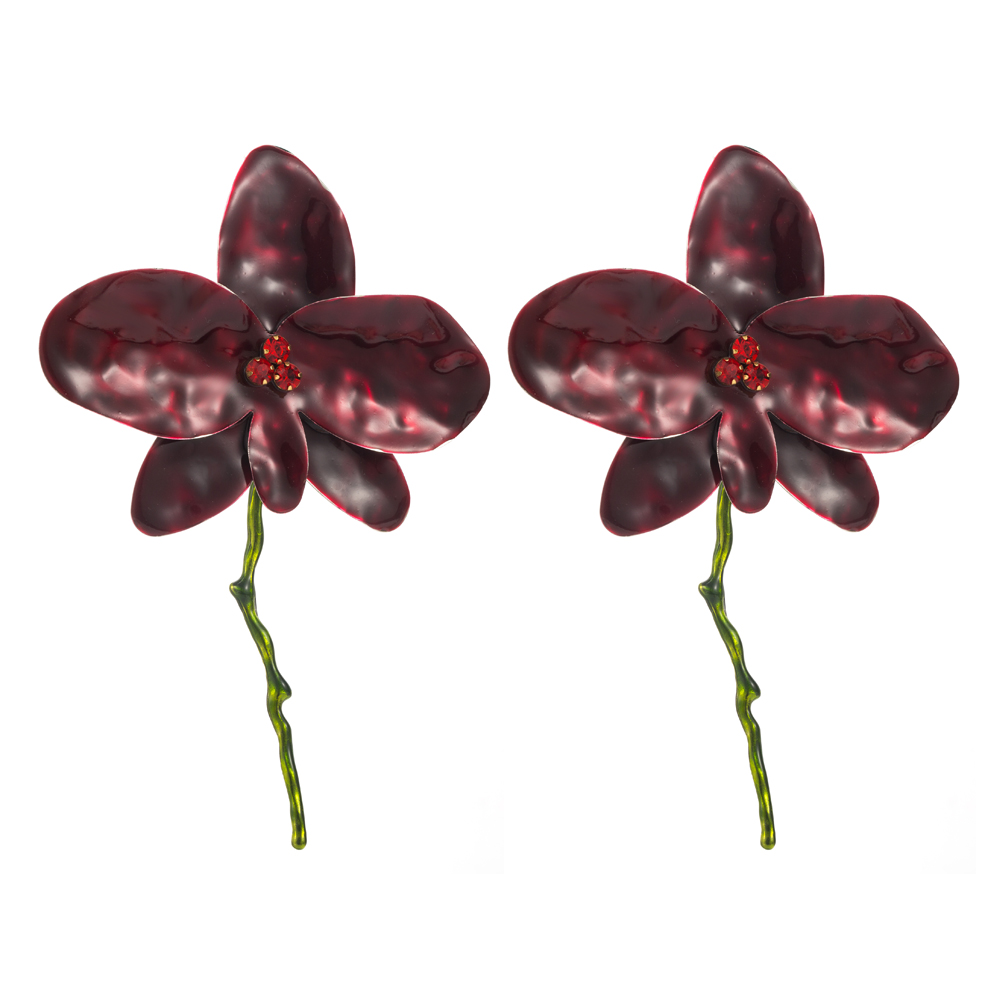 1 Pair Elegant Vacation Flower Plating Inlay Alloy Rhinestones Gold Plated Drop Earrings display picture 8