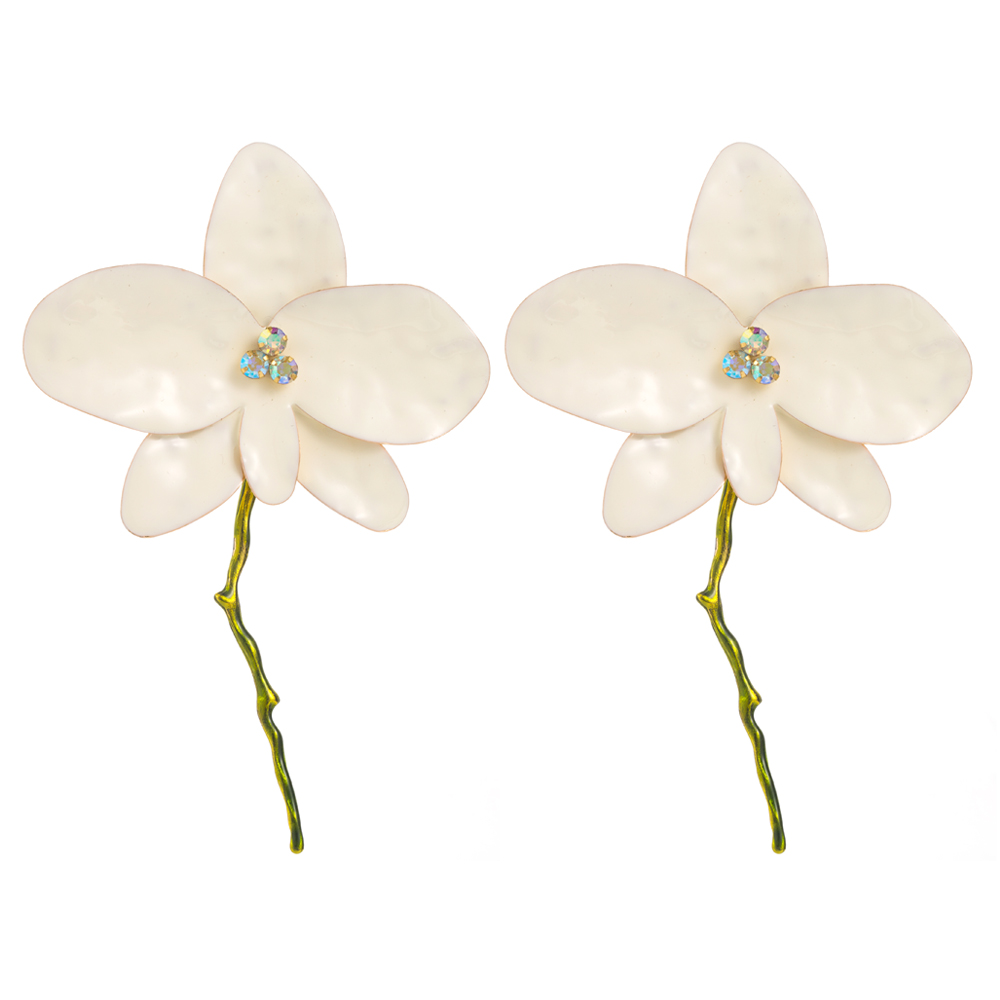 1 Pair Elegant Vacation Flower Plating Inlay Alloy Rhinestones Gold Plated Drop Earrings display picture 6