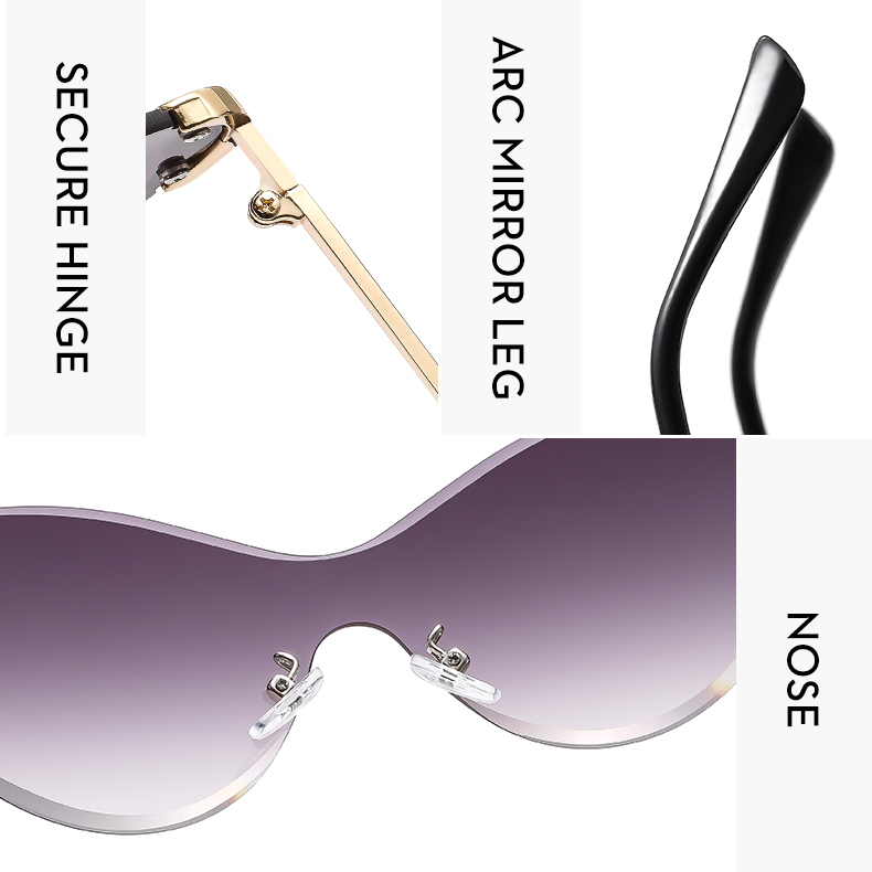 Modern Style Color Block Pc Special-Shaped Mirror Frameless Women's Sunglasses display picture 5