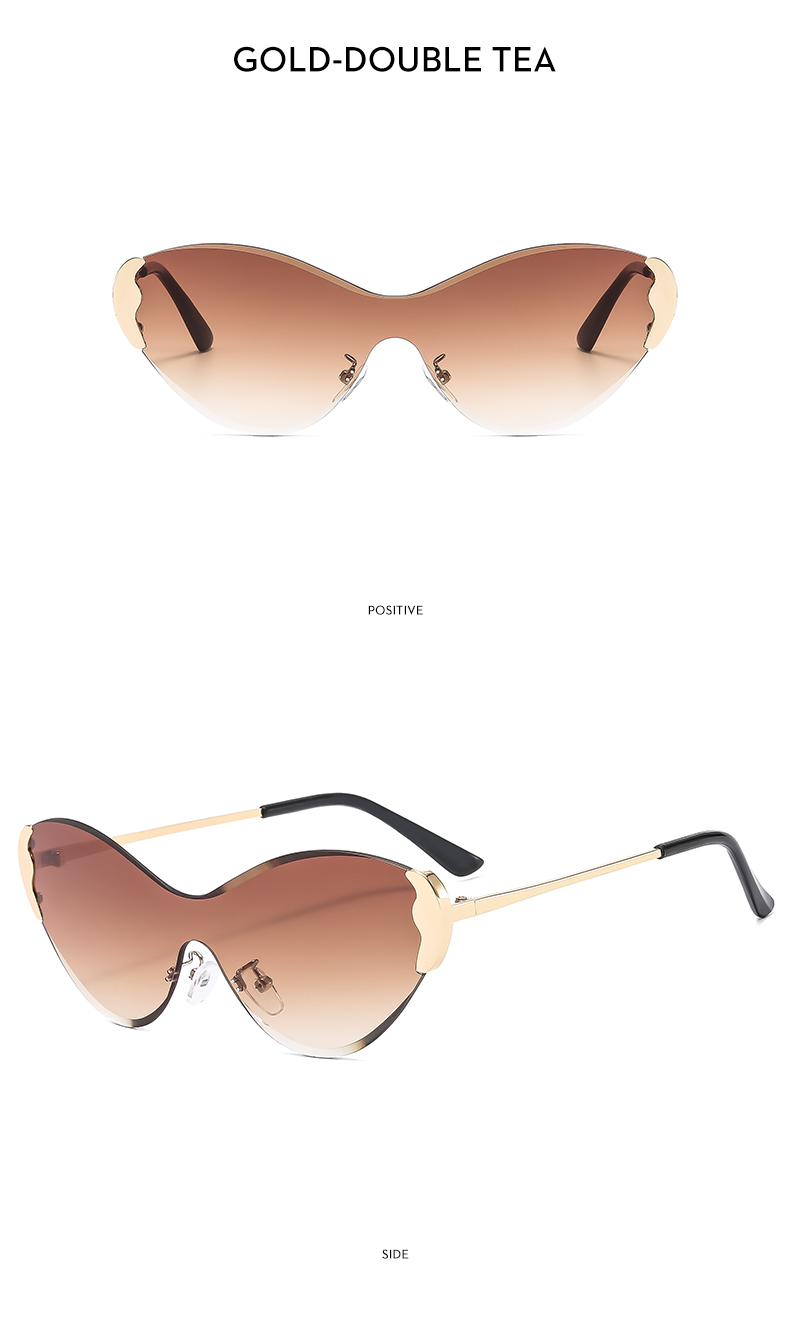 Modern Style Color Block Pc Special-Shaped Mirror Frameless Women's Sunglasses display picture 3