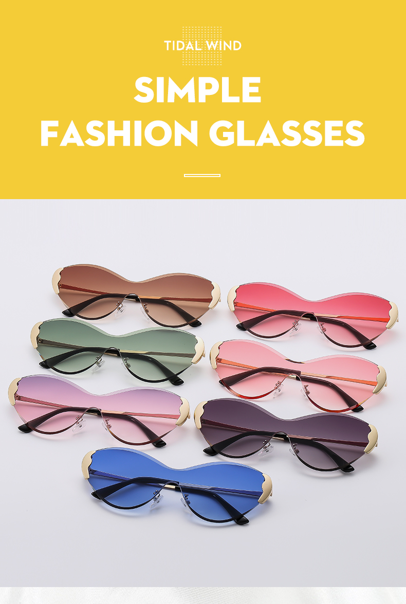 Modern Style Color Block Pc Special-Shaped Mirror Frameless Women's Sunglasses display picture 8