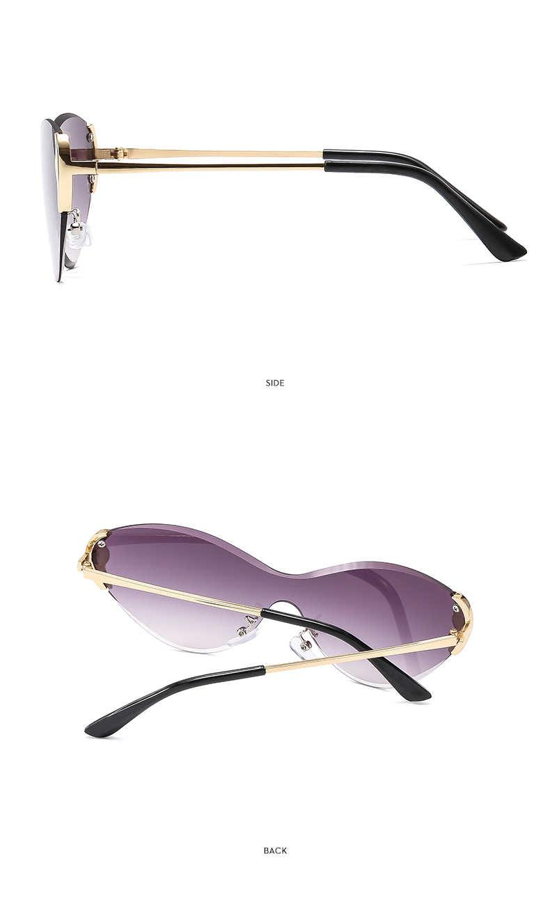 Modern Style Color Block Pc Special-Shaped Mirror Frameless Women's Sunglasses display picture 9