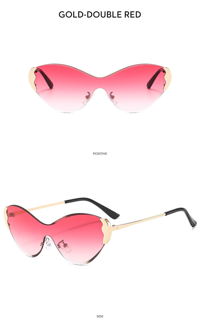 Modern Style Color Block Pc Special-Shaped Mirror Frameless Women's Sunglasses display picture 6