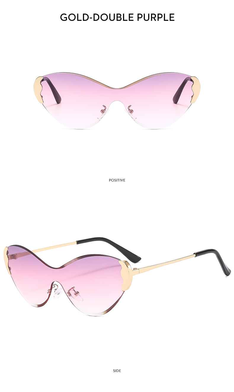 Modern Style Color Block Pc Special-Shaped Mirror Frameless Women's Sunglasses display picture 11