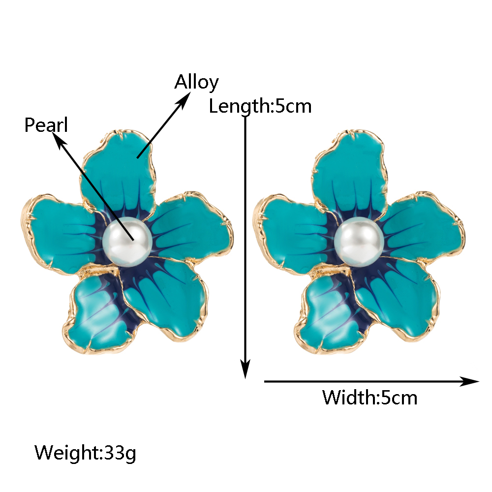 1 Paar Lässig Ferien Blume Überzug Inlay Imitationsperle Legierung Perle Vergoldet Ohrstecker display picture 1