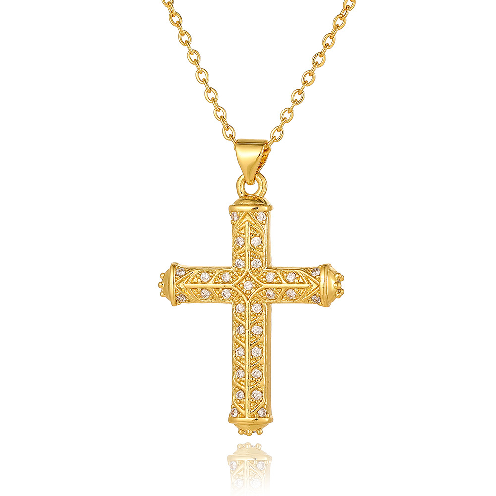 Wholesale Simple Style Cross Copper Plating Inlay Zircon Pendant Necklace display picture 1