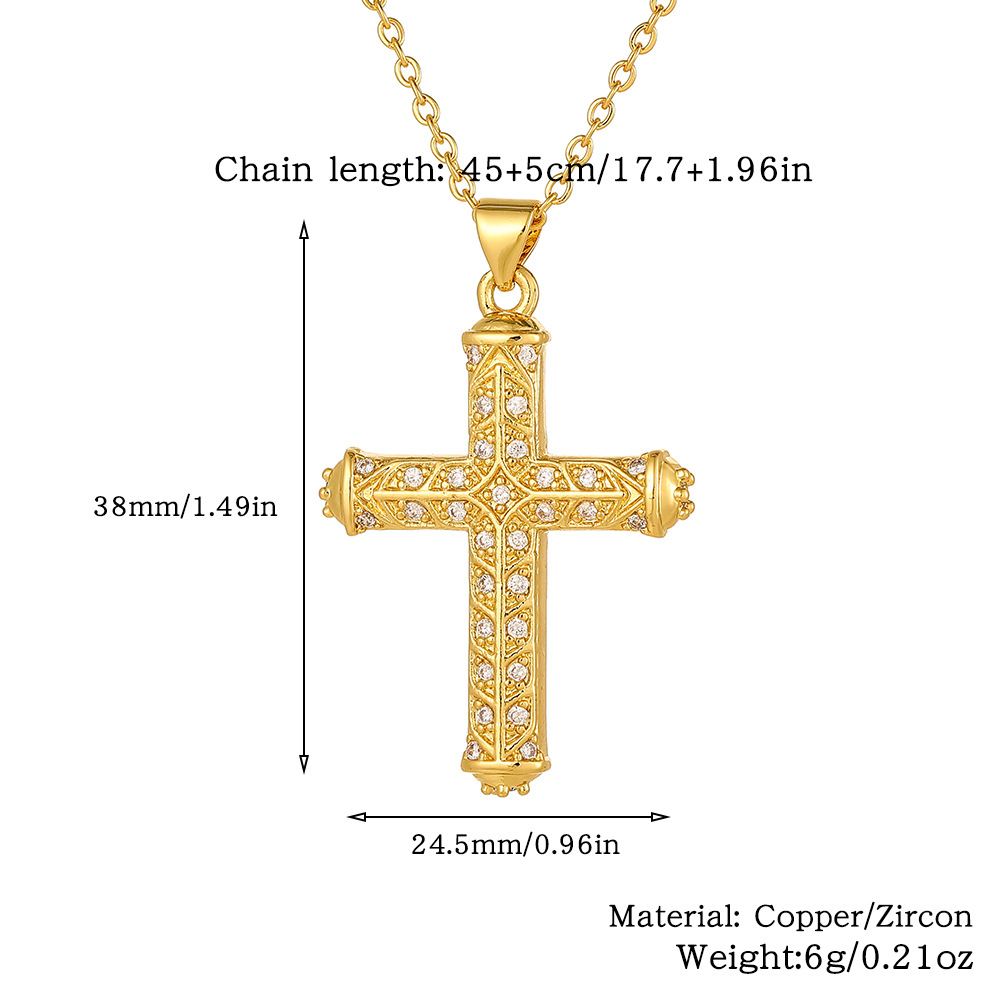 Wholesale Simple Style Cross Copper Plating Inlay Zircon Pendant Necklace display picture 2