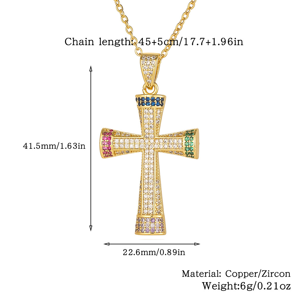 Wholesale Simple Style Cross Copper Plating Inlay Zircon Pendant Necklace display picture 4